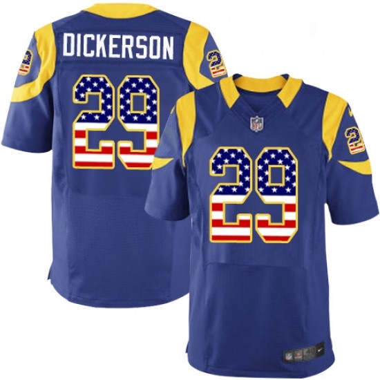 Men Nike Los Angeles Rams 29 Eric Dickerson Elite Royal Blue Alternate USA Flag Fashion NFL Jersey Men Nike Los Angeles Rams 29 Eric Dickerson Elite Royal Blue Alternate USA Flag Fashion NFL Jersey