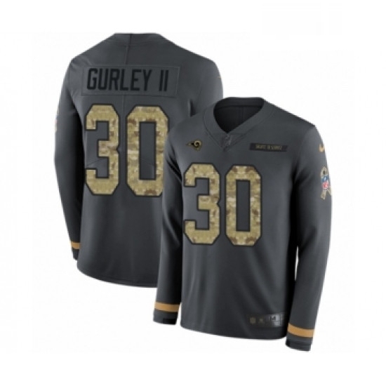 Men Nike Los Angeles Rams 30 Todd Gurley Limited Black Salute to Service Therma Long Sleeve NFL Jersey Men Nike Los Angeles Rams 30 Todd Gurley Limited Black Salute to Service Therma Long Sleeve NFL Jersey