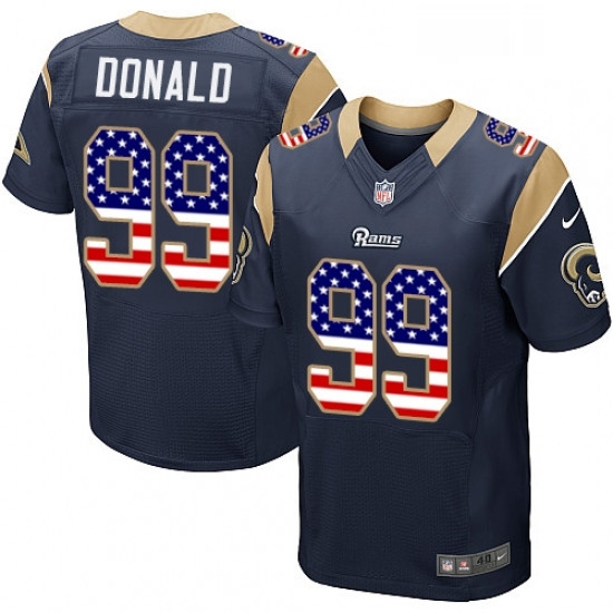 Men Nike Los Angeles Rams 99 Aaron Donald Elite Navy Blue Home USA Flag Fashion NFL Jersey Men Nike Los Angeles Rams 99 Aaron Donald Elite Navy Blue Home USA Flag Fashion NFL Jersey