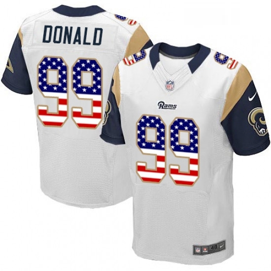 Men Nike Los Angeles Rams 99 Aaron Donald Elite White Road USA Flag Fashion NFL Jersey Men Nike Los Angeles Rams 99 Aaron Donald Elite White Road USA Flag Fashion NFL Jersey