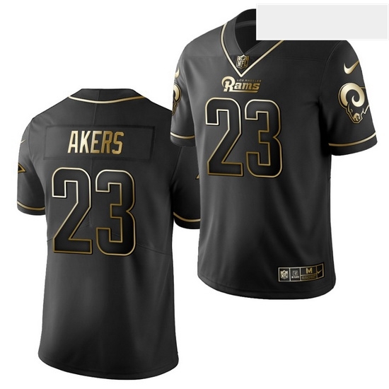 Men Nike Rams 23 Cam Akers Draft Black Golden Edition Jersey Men Nike Rams 23 Cam Akers Draft Black Golden Edition Jersey