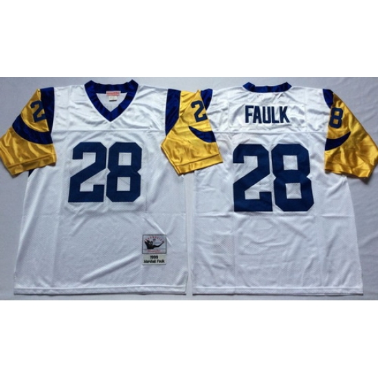 Mitchell And Ness Rams #28 marshall faulk white Throwback Stitched NFL Jersey Mitchell And Ness Rams #28 marshall faulk white Throwback Stitched NFL Jersey