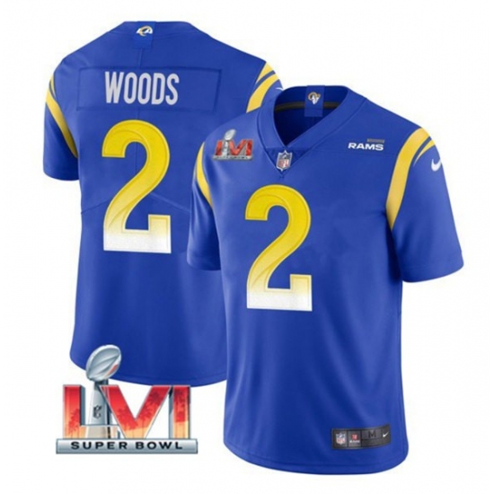Nike Los Angeles Rams 2 Robert Woods Royal 2022 Super Bowl LVI Vapor Limited Jersey Nike Los Angeles Rams 2 Robert Woods Royal 2022 Super Bowl LVI Vapor Limited Jersey
