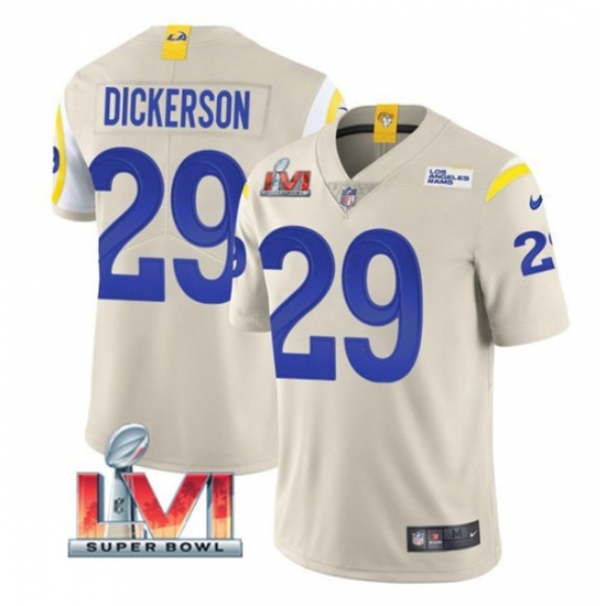 Nike Los Angeles Rams 29 Eric Dickerson Bone 2022 Super Bowl LVI Vapor Limited Jersey Nike Los Angeles Rams 29 Eric Dickerson Bone 2022 Super Bowl LVI Vapor Limited Jersey