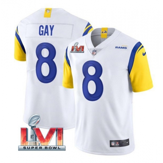 Nike Los Angeles Rams 8 Matt Gay White 2022 Super Bowl LVI Vapor Limited Jersey Nike Los Angeles Rams 8 Matt Gay White 2022 Super Bowl LVI Vapor Limited Jersey