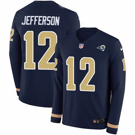 Nike Rams 12 Van Jefferson Navy Blue Team Color Men Stitched NFL Limited Therma Long Sleeve Jersey Nike Rams 12 Van Jefferson Navy Blue Team Color Men Stitched NFL Limited Therma Long Sleeve Jersey