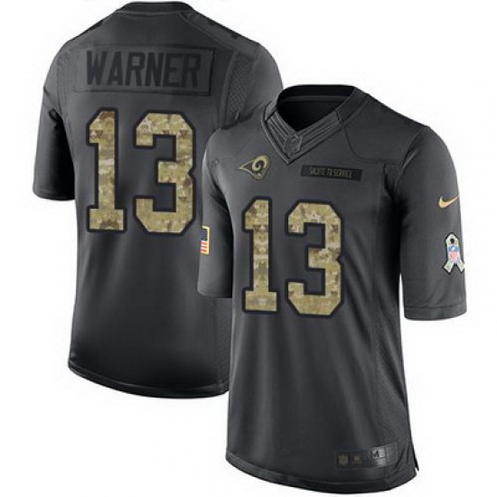 Nike Rams #13 Kurt Warner Black Mens Stitched NFL Limited 2016 Salute to Service Jersey Nike Rams #13 Kurt Warner Black Mens Stitched NFL Limited 2016 Salute to Service Jersey