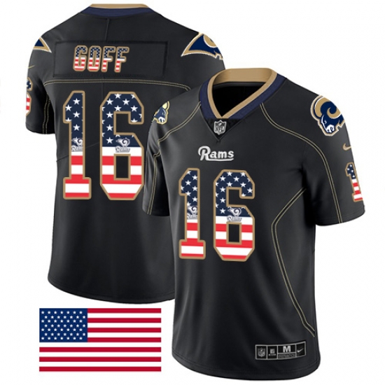 Nike Rams #16 Jared Goff Black Men Stitched NFL Limited Rush USA Flag Jersey Nike Rams #16 Jared Goff Black Men Stitched NFL Limited Rush USA Flag Jersey