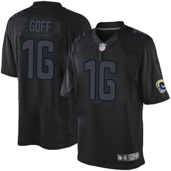 Nike Rams #16 Jared Goff Black Mens Stitched NFL Impact Limited Jersey Nike Rams #16 Jared Goff Black Mens Stitched NFL Impact Limited Jersey
