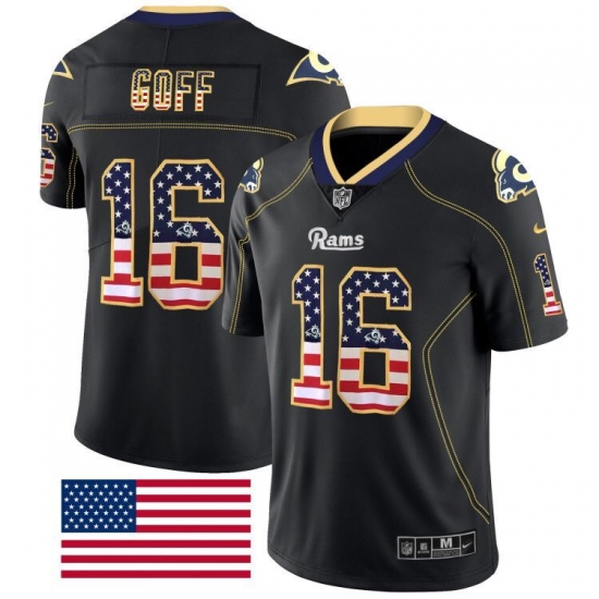 Nike Rams 16 Jared Goff Black USA Flag Fashion Limited Jersey Nike Rams 16 Jared Goff Black USA Flag Fashion Limited Jersey