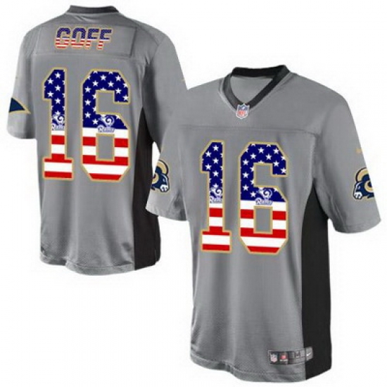 Nike Rams #16 Jared Goff Grey Mens Stitched NFL Elite USA Flag Fashion Jersey Nike Rams #16 Jared Goff Grey Mens Stitched NFL Elite USA Flag Fashion Jersey