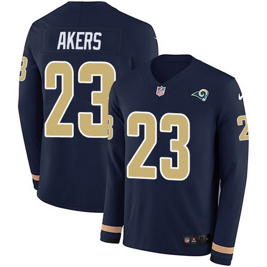 Nike Rams 23 Cam Akers Navy Blue Team Color Men Stitched NFL Limited Therma Long Sleeve Jersey Nike Rams 23 Cam Akers Navy Blue Team Color Men Stitched NFL Limited Therma Long Sleeve Jersey