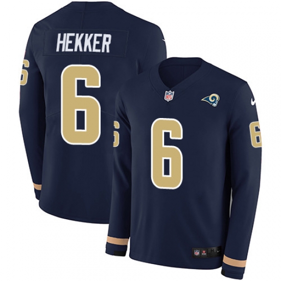 Nike Rams 6 Johnny Hekker Navy Blue Team Color Men s Stitched NFL Limited Therma Long Sleeve Jersey Nike Rams 6 Johnny Hekker Navy Blue Team Color Men s Stitched NFL Limited Therma Long Sleeve Jersey