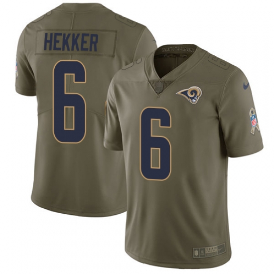 Nike Rams #6 Johnny Hekker Olive Mens Stitched NFL Limited 2017 Salute to Service Jersey Nike Rams #6 Johnny Hekker Olive Mens Stitched NFL Limited 2017 Salute to Service Jersey