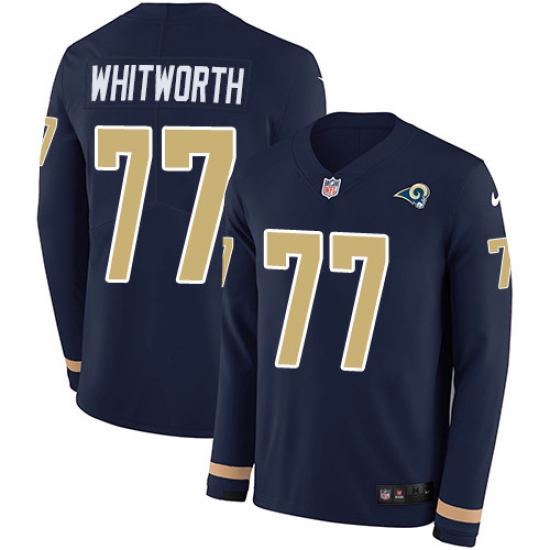Nike Rams 77 Andrew Whitworth Navy Blue Team Color Men s Stitched NFL Limited Therma Long Sleeve Jersey Nike Rams 77 Andrew Whitworth Navy Blue Team Color Men s Stitched NFL Limited Therma Long Sleeve Jersey