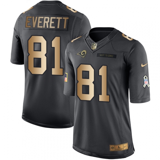 Nike Rams #81 Gerald Everett Black Mens Stitched NFL Limited Gold Salute To Service Jersey Nike Rams #81 Gerald Everett Black Mens Stitched NFL Limited Gold Salute To Service Jersey