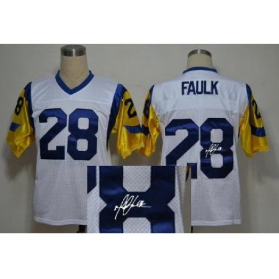 St. Louis Rams 28 Marshall Faulk White Throwback M&N Signed NFL Jerseys St. Louis Rams 28 Marshall Faulk White Throwback M&N Signed NFL Jerseys