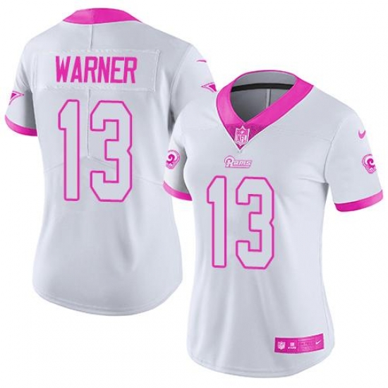 Nike Rams #13 Kurt Warner White Pink Womens Stitched NFL Limited Rush Fashion Jersey Nike Rams #13 Kurt Warner White Pink Womens Stitched NFL Limited Rush Fashion Jersey