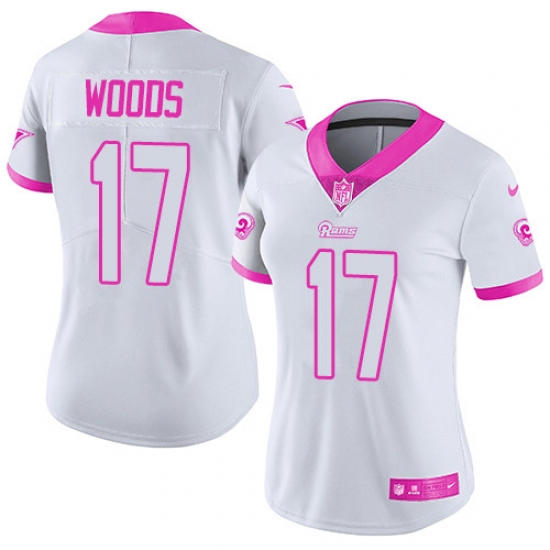 Nike Rams #17 Robert Woods White Pink Womens Stitched NFL Limited Rush Fashion Jersey Nike Rams #17 Robert Woods White Pink Womens Stitched NFL Limited Rush Fashion Jersey