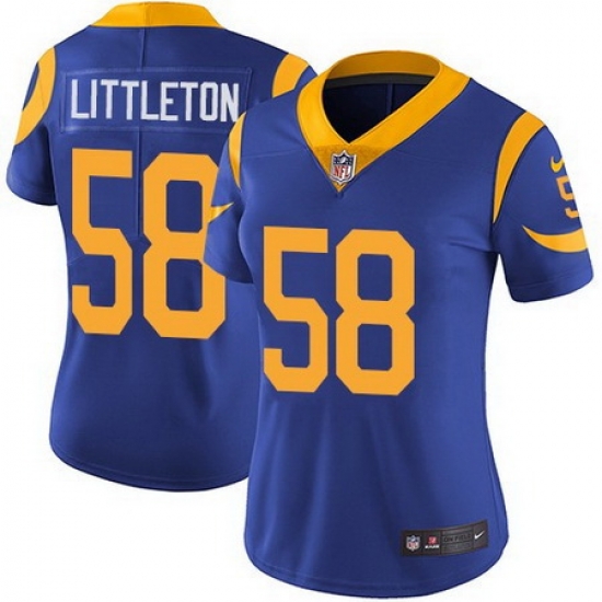 Nike Rams 58 Cory Littleton Royal Blue Alternate Womens Stitched NFL Vapor Untouchable Limited Jersey Nike Rams 58 Cory Littleton Royal Blue Alternate Womens Stitched NFL Vapor Untouchable Limited Jersey