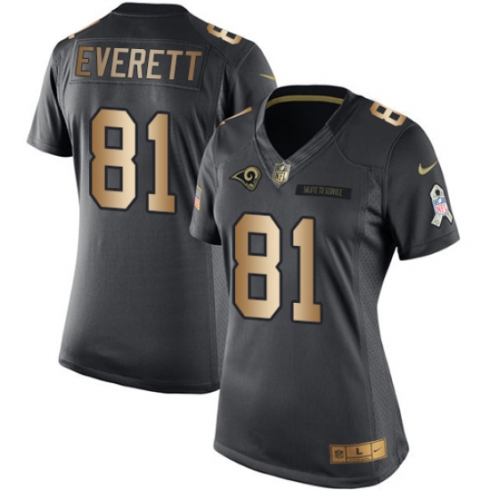Nike Rams #81 Gerald Everett Black Womens Stitched NFL Limited Gold Salute to Service Jersey Nike Rams #81 Gerald Everett Black Womens Stitched NFL Limited Gold Salute to Service Jersey
