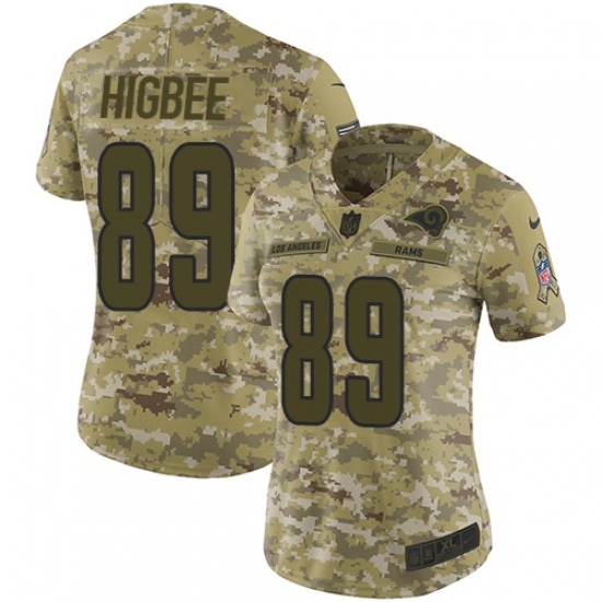 Nike Rams #89 Tyler Higbee Camo Women Stitched NFL Limited 2018 Salute to Service Jersey Nike Rams #89 Tyler Higbee Camo Women Stitched NFL Limited 2018 Salute to Service Jersey