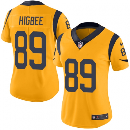 Nike Rams #89 Tyler Higbee Gold Womens Stitched NFL Limited Rush Jersey Nike Rams #89 Tyler Higbee Gold Womens Stitched NFL Limited Rush Jersey