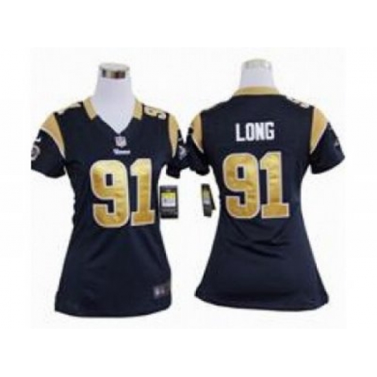 Nike Women NFL St. Louis Rams #91 Chris Long Blue Jerseys Nike Women NFL St. Louis Rams #91 Chris Long Blue Jerseys