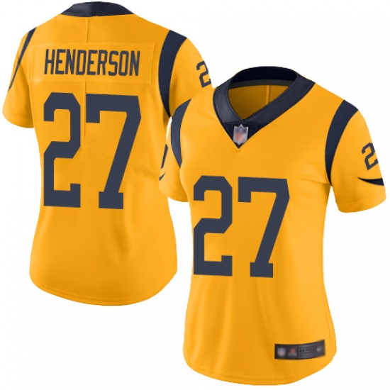 Rams 27 Darrell Henderson Gold Women Stitched Football Limited Rush Jersey Rams 27 Darrell Henderson Gold Women Stitched Football Limited Rush Jersey