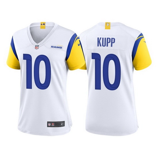 Women Los Angeles Rams #10 Cooper Kupp White Stitched Football Limited Jersey Women Los Angeles Rams #10 Cooper Kupp White Stitched Football Limited Jersey