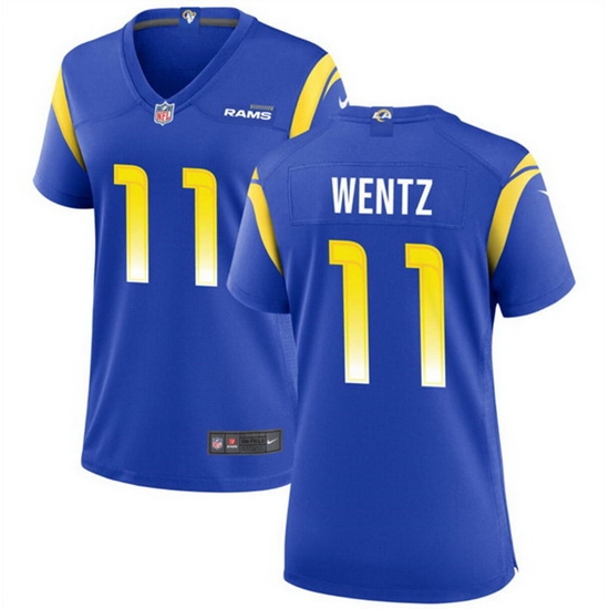 Women Los Angeles Rams 11 Carson Wentz Blue Stitched Jersey 28Run Small 29 Women Los Angeles Rams 11 Carson Wentz Blue Stitched Jersey 28Run Small 29