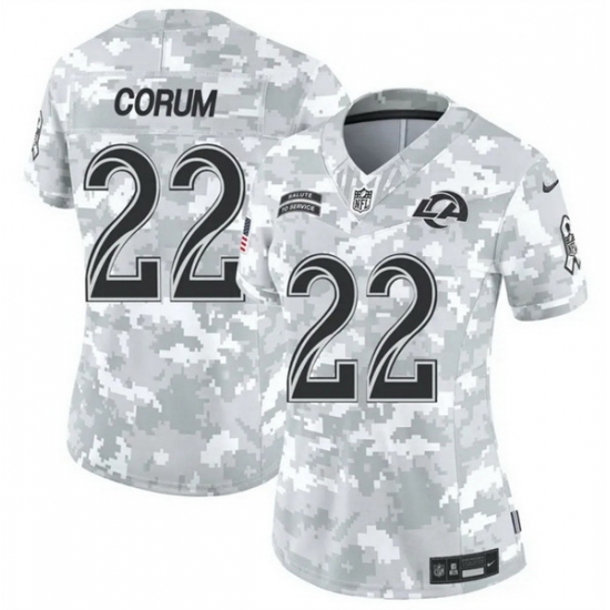 Women Los Angeles Rams 22 Blake Corum 2024 F U S E Arctic Camo Salute To Service Limited Stitched Football Jersey Women Los Angeles Rams 22 Blake Corum 2024 F U S E Arctic Camo Salute To Service Limited Stitched Football Jersey