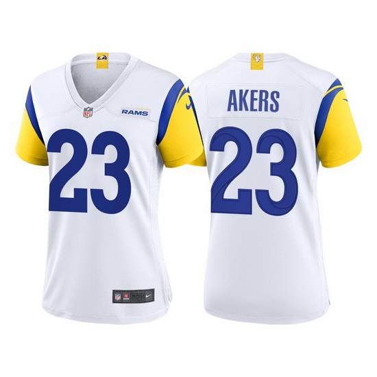 Women Los Angeles Rams 23 Cam Akers White Vapor Untouchable Limited Stitched Jersey Women Los Angeles Rams 23 Cam Akers White Vapor Untouchable Limited Stitched Jersey