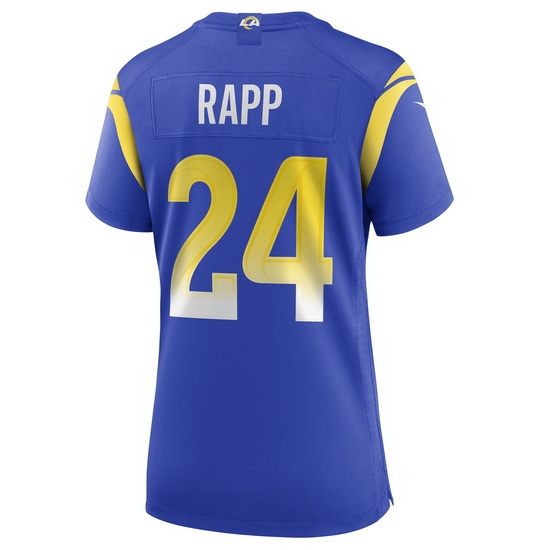 Women Los Angeles Rams #24 Taylor Rapp Blue Bone Stitched Football Limited Jersey Women Los Angeles Rams #24 Taylor Rapp Blue Bone Stitched Football Limited Jersey