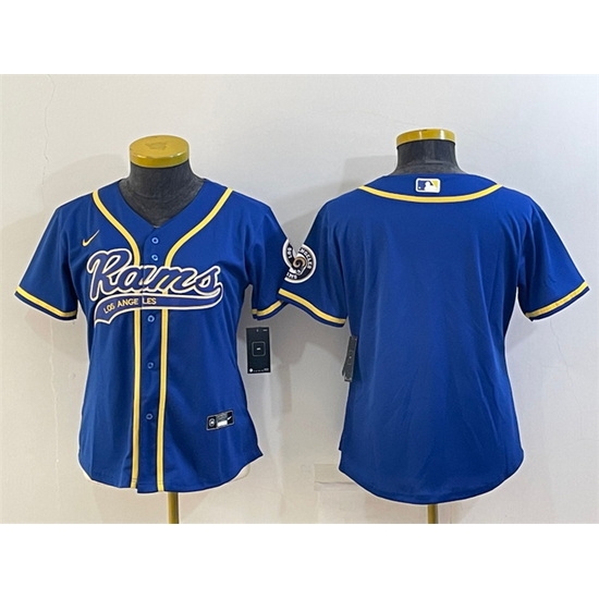 Women Los Angeles Rams Blank Royal With Patch Cool Base Stitched Baseball Jersey Women Los Angeles Rams Blank Royal With Patch Cool Base Stitched Baseball Jersey