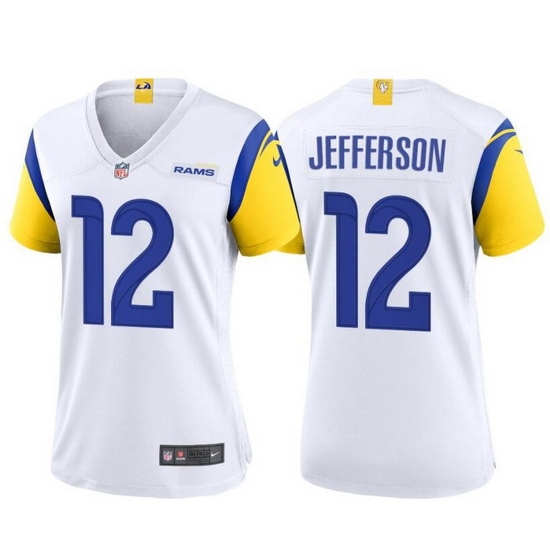 Women Nike Los Angeles Rams 12 Van Jefferson White Vapor Untouchable Limited Jersey Women Nike Los Angeles Rams 12 Van Jefferson White Vapor Untouchable Limited Jersey
