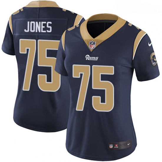 Women Nike Los Angeles Rams #75 Deacon Jones Elite Navy Blue Team Color NFL Jersey Women Nike Los Angeles Rams #75 Deacon Jones Elite Navy Blue Team Color NFL Jersey