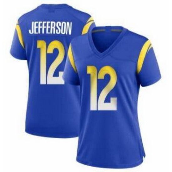Women Nike Rams 12 Van Jefferson Blue Vapor Untouchable Limited Jersey Women Nike Rams 12 Van Jefferson Blue Vapor Untouchable Limited Jersey