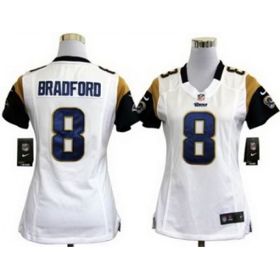 Women Nike St. Louis Rams 8# Sam Bradford White Nike NFL Jerseys Women Nike St. Louis Rams 8# Sam Bradford White Nike NFL Jerseys