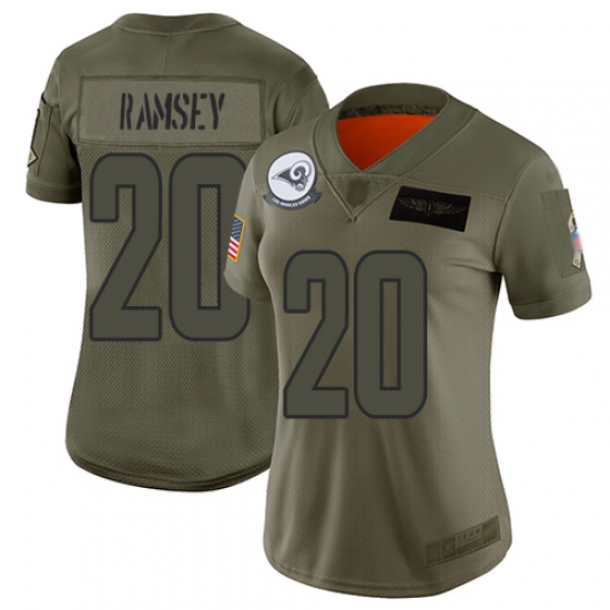 Women Rams 20 Jalen Ramsey Camo Stitched Football Limited 2019 Salute to Service Jersey Women Rams 20 Jalen Ramsey Camo Stitched Football Limited 2019 Salute to Service Jersey