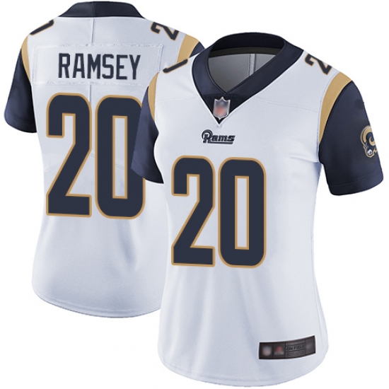 Women Rams 20 Jalen Ramsey White Stitched Football Vapor Untouchable Limited Jersey Women Rams 20 Jalen Ramsey White Stitched Football Vapor Untouchable Limited Jersey