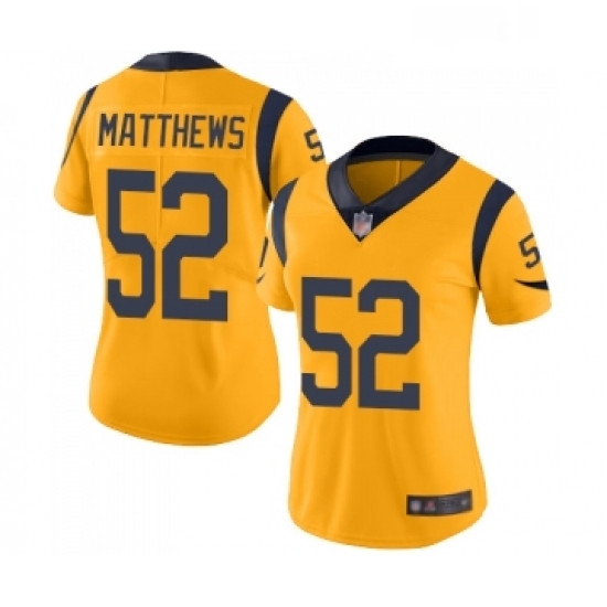 Womens Los Angeles Rams 52 Clay Matthews Limited Gold Rush Vapor Untouchable Football Jersey Womens Los Angeles Rams 52 Clay Matthews Limited Gold Rush Vapor Untouchable Football Jersey