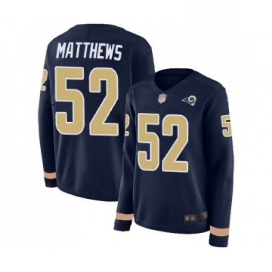 Womens Los Angeles Rams 52 Clay Matthews Limited Navy Blue Therma Long Sleeve Football Jersey Womens Los Angeles Rams 52 Clay Matthews Limited Navy Blue Therma Long Sleeve Football Jersey