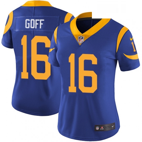 Womens Nike Los Angeles Rams 16 Jared Goff Elite Royal Blue Alternate NFL Jersey Womens Nike Los Angeles Rams 16 Jared Goff Elite Royal Blue Alternate NFL Jersey
