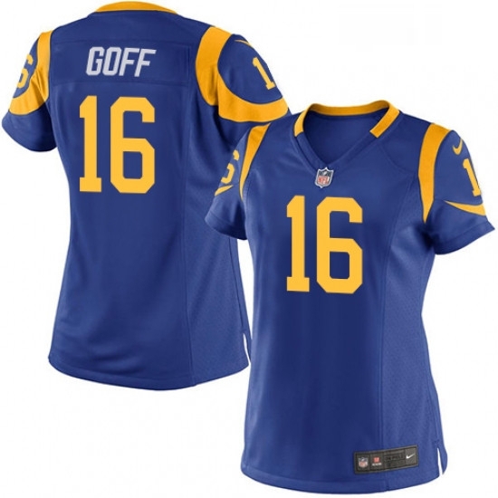 Womens Nike Los Angeles Rams 16 Jared Goff Game Royal Blue Alternate NFL Jersey Womens Nike Los Angeles Rams 16 Jared Goff Game Royal Blue Alternate NFL Jersey