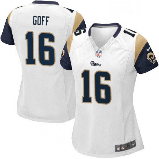 Womens Nike Los Angeles Rams 16 Jared Goff Game White NFL Jersey Womens Nike Los Angeles Rams 16 Jared Goff Game White NFL Jersey