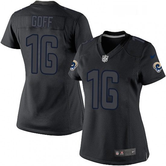 Womens Nike Los Angeles Rams 16 Jared Goff Limited Black Impact NFL Jersey Womens Nike Los Angeles Rams 16 Jared Goff Limited Black Impact NFL Jersey