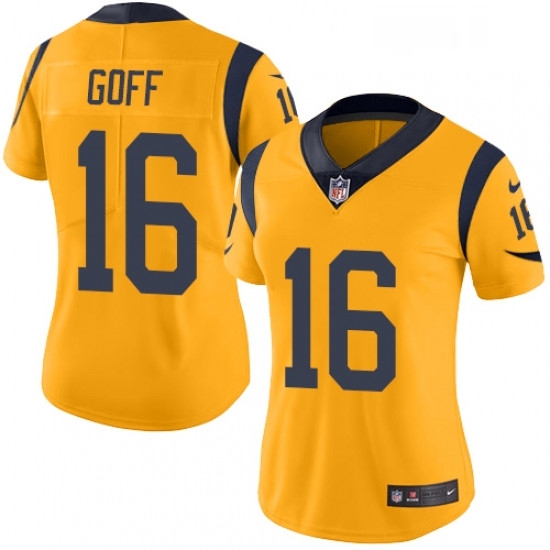 Womens Nike Los Angeles Rams 16 Jared Goff Limited Gold Rush Vapor Untouchable NFL Jersey Womens Nike Los Angeles Rams 16 Jared Goff Limited Gold Rush Vapor Untouchable NFL Jersey