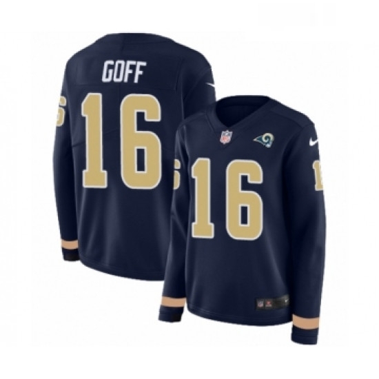 Womens Nike Los Angeles Rams 16 Jared Goff Limited Navy Blue Therma Long Sleeve NFL Jersey Womens Nike Los Angeles Rams 16 Jared Goff Limited Navy Blue Therma Long Sleeve NFL Jersey