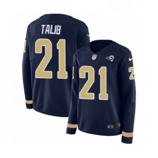 Womens Nike Los Angeles Rams 21 Aqib Talib Limited Navy Blue Therma Long Sleeve NFL Jersey Womens Nike Los Angeles Rams 21 Aqib Talib Limited Navy Blue Therma Long Sleeve NFL Jersey